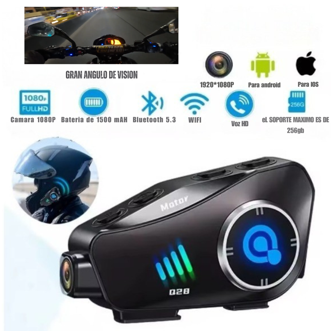 Intercomunicador de moto con camara