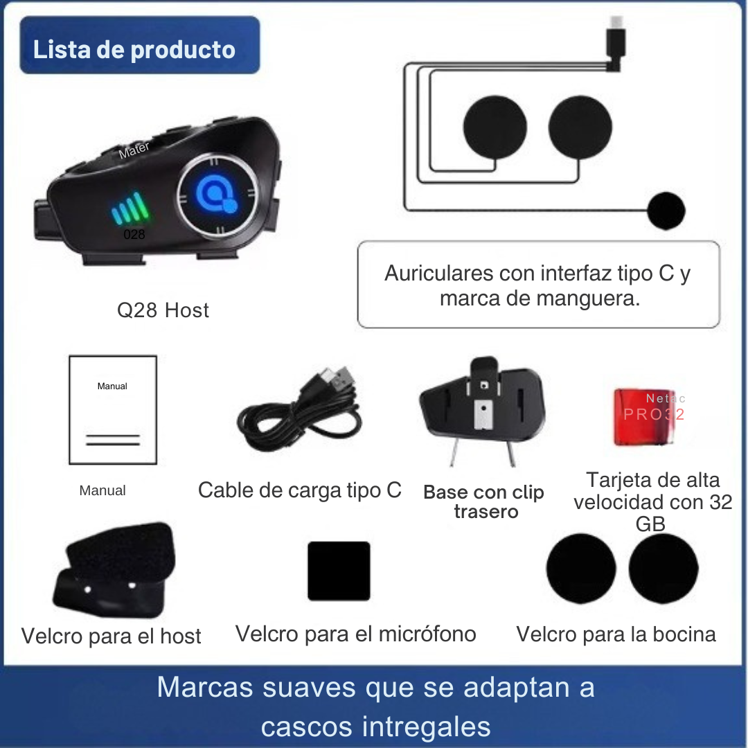 Intercomunicador de moto con camara